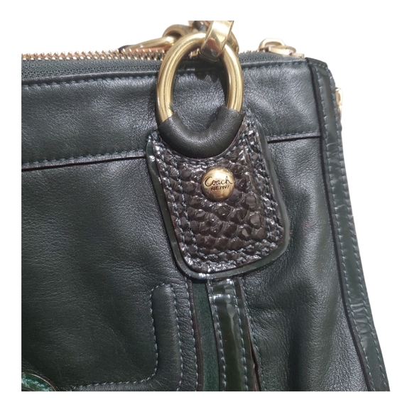 $458 Coach Kristin Spectator Exotic Leather Hobo Bag EUC Croc Dark Green Hunter - Picture 5 of 13